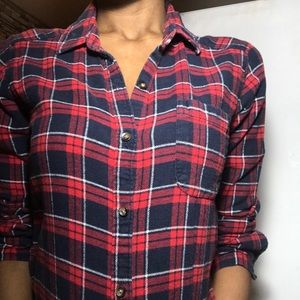 Red/Navy Warm Womens Flannel Size Small Hollister